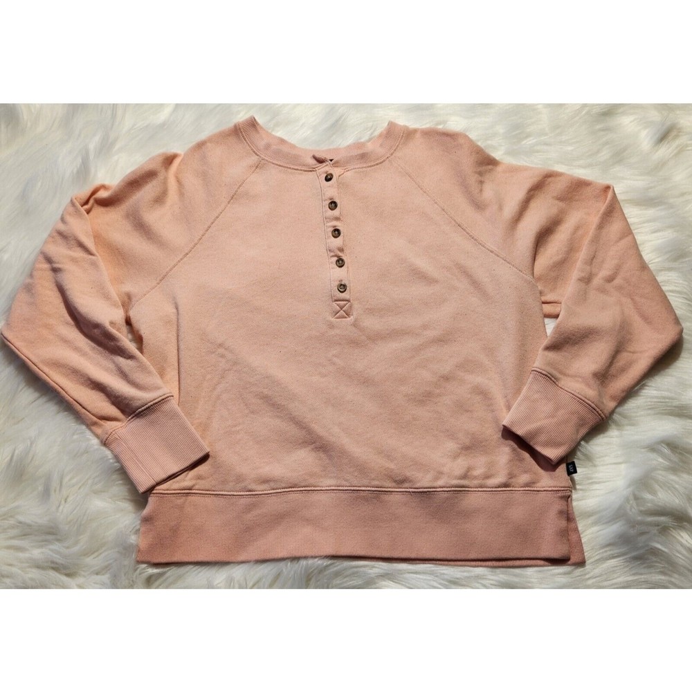 Gap Woman's Henley Sweatshirt Size: Medium Peach Long Sleeve